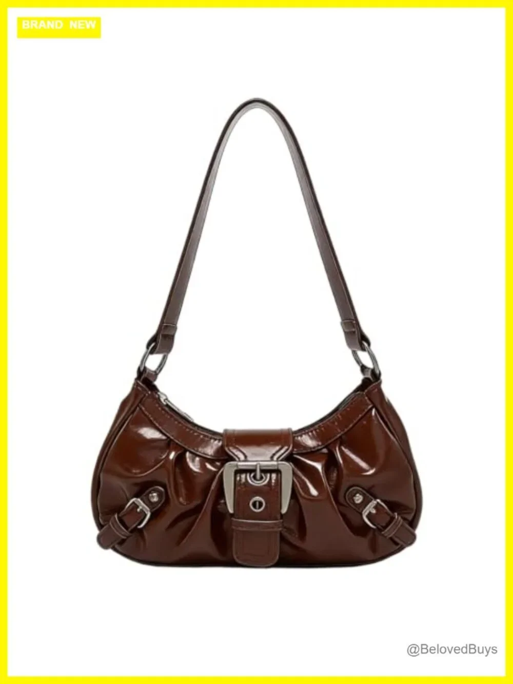 Y2K Faux Leather Crescent Hobo Shoulder Bag Goth Punk Handbag